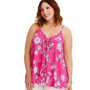 torrid 🥳HOST PICK🥳 Hot Pink Floral Lace Up Sleeveless Blouse 1X